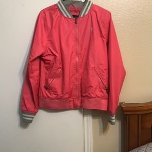 A white & pink polo jacket